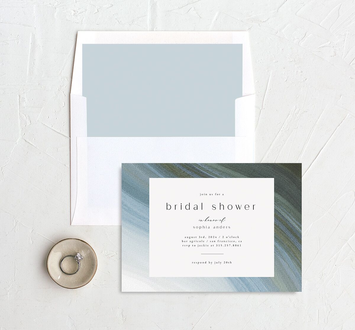 Ethereal Wave Bridal Shower Invitations envelope-and-liner