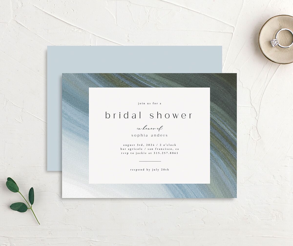 Ethereal Wave Bridal Shower Invitations front-and-back