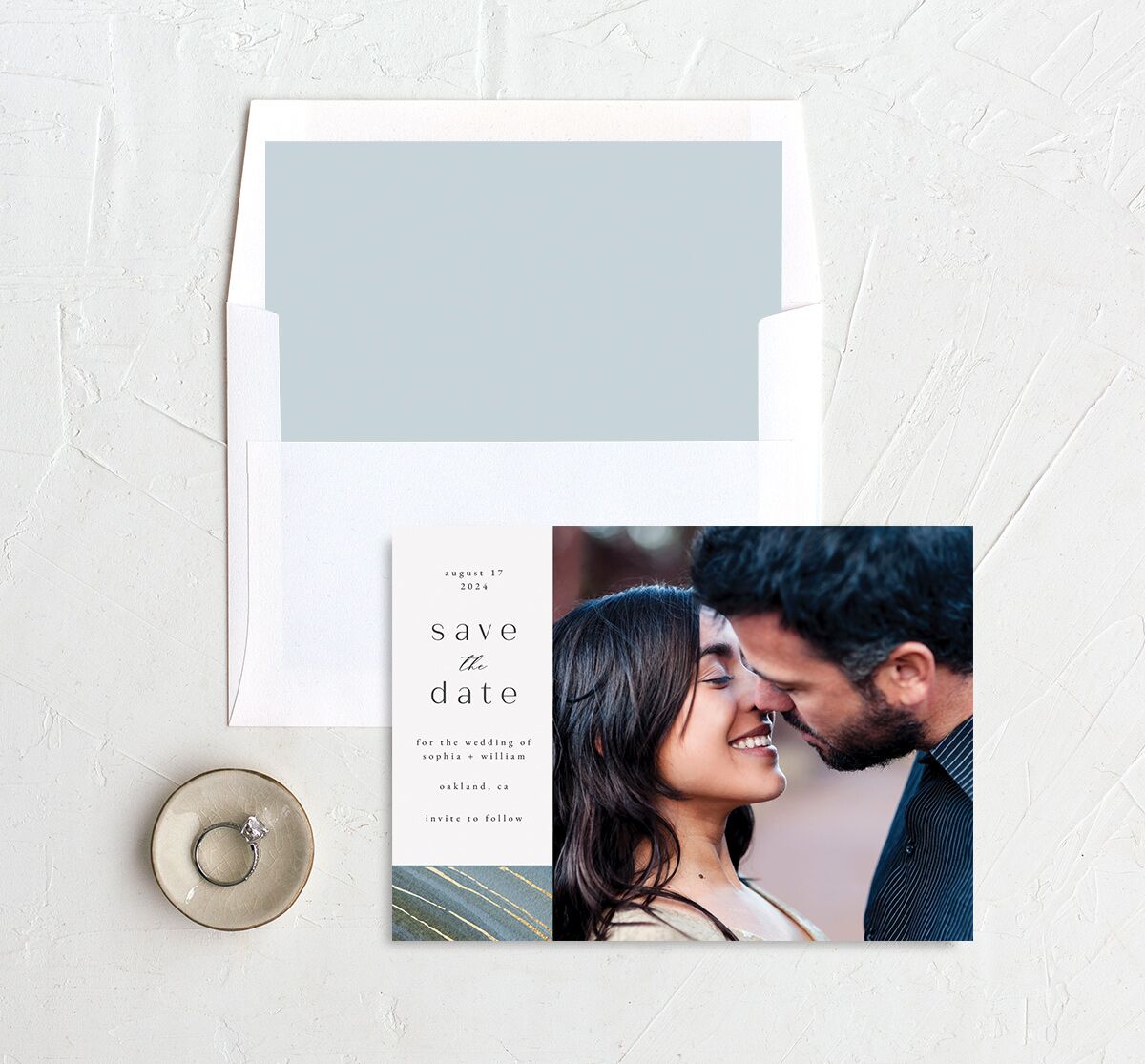 Ethereal Wave Save The Date Cards envelope-and-liner