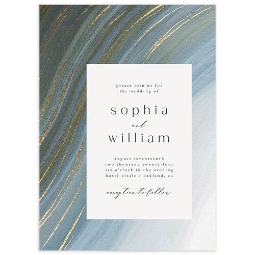 Ethereal Wave Wedding Invitations Gold Zinc Signature No
