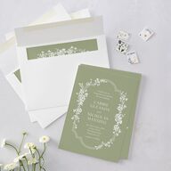 Fairytale Lace Floral Frame Wedding Invitations Moss Signature Blank No Standard