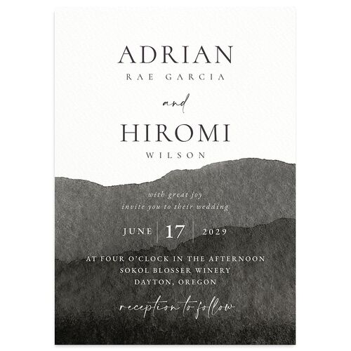 Layered Watercolor Wedding Invitations Charcoal Signature Blank No Standard