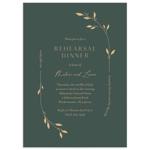 Delicate Leaves Rehearsal Dinner Invitations - 