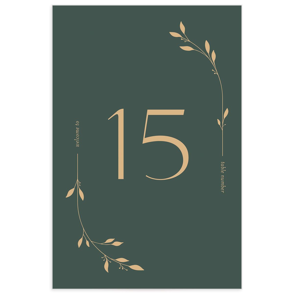 Delicate Leaves Table Numbers back in Green