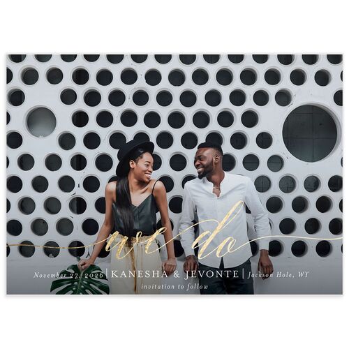 We Do Foil Save The Date Cards Gold Mist Signature smooth No