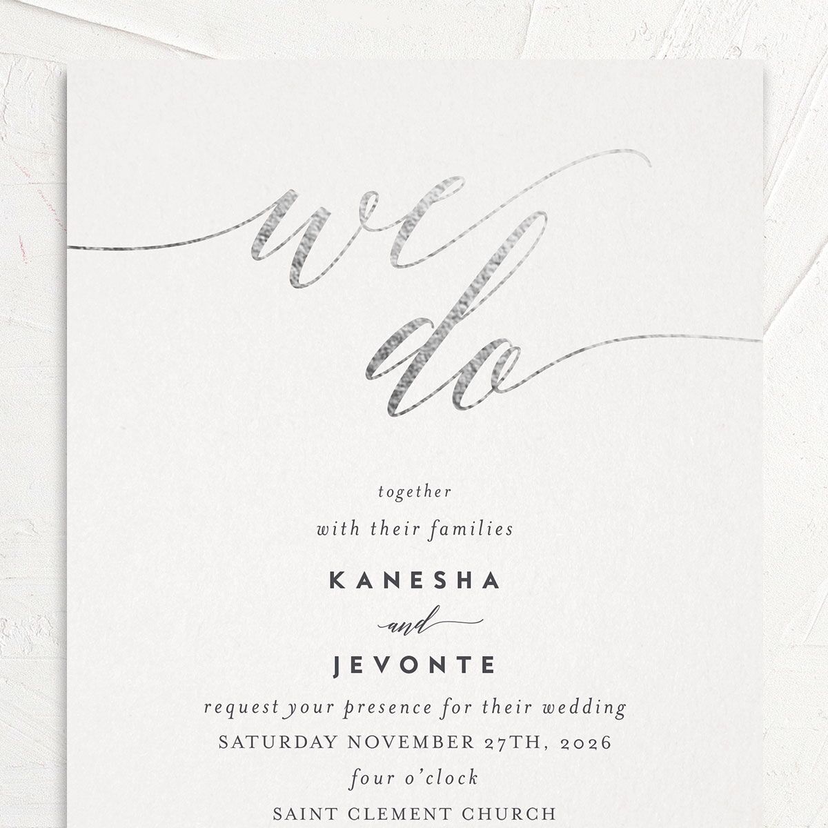 We Do Foil Wedding Invitations Silver Mist Signature No
