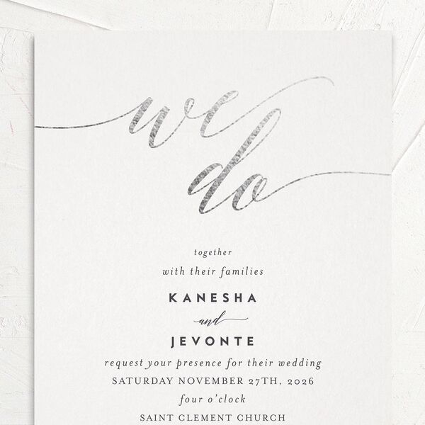We Do Foil Wedding Invitations Silver Mist Signature No