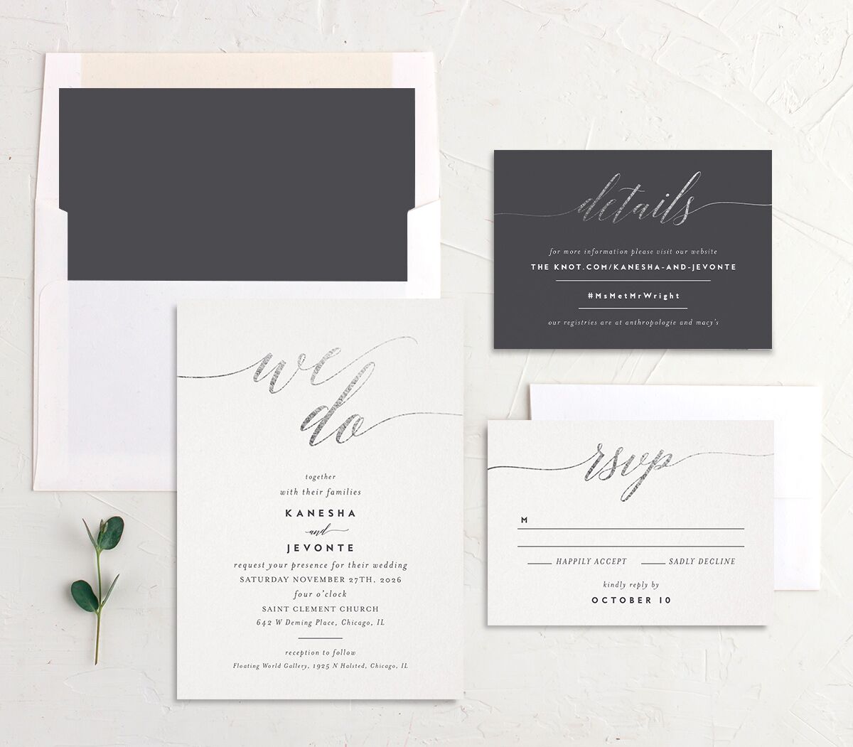 We Do Foil Wedding Invitations Silver Mist Signature No