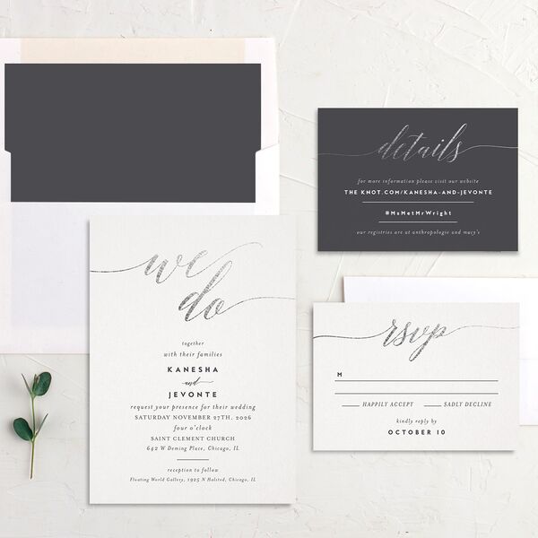 We Do Foil Wedding Invitations Silver Mist Signature No