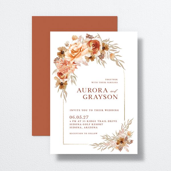 Bohemian Arch Foil Wedding Invitations Gold Rust Signature No