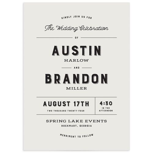 Bold Retro Wedding Invitations - Cream