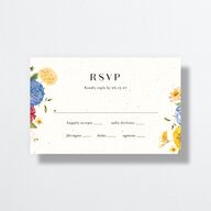 Blooming Dahlias All-in-One Wedding Invitations Regency Blue Signature Light Both Recipient and Return Addresses No