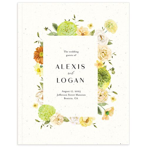 Blooming Dahlias Wedding Guest Book Pear