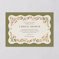 Flora Garden Border Bridal Shower Invitations Olive Signature Blank
