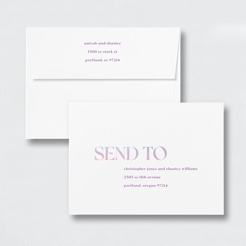 Aura Love Bridal Shower Invitation Envelopes White Standard Orchid Both Recipient and Return Addresses