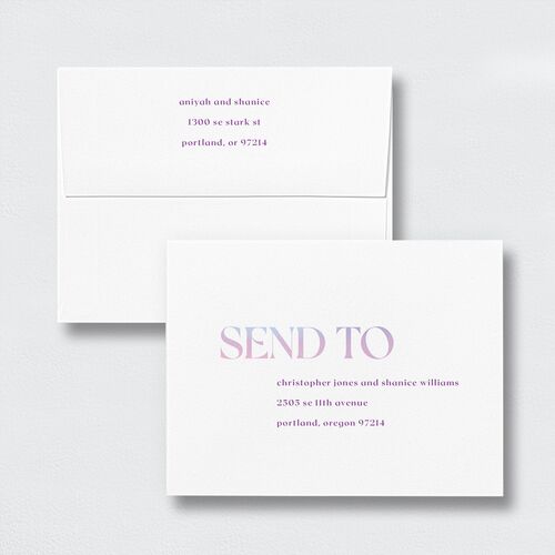 Aura Love Thank You Card Envelopes White Standard Orchid Both Recipient and Return Addresses