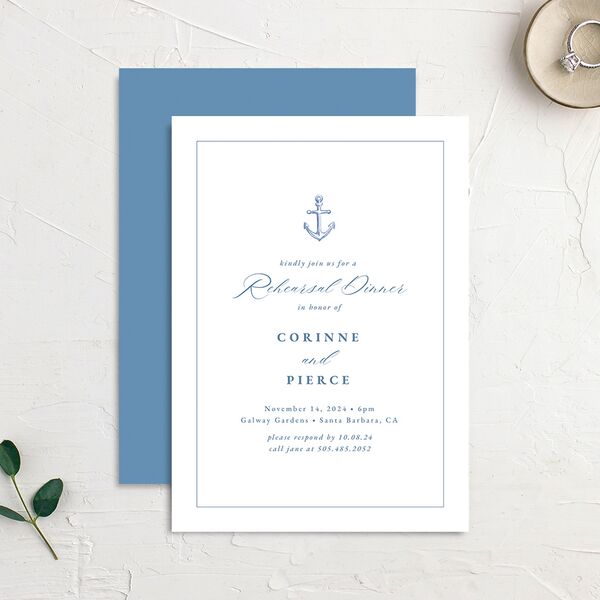 Minimal Icon Rehearsal Dinner Invitations Regency Blue Signature