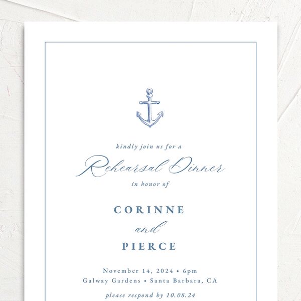 Minimal Icon Rehearsal Dinner Invitations Regency Blue Signature