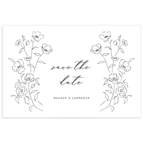 Ornamental Flowers Save the Date Postcards - Black