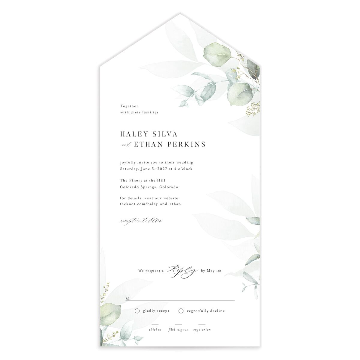 Romantic Greenery All-in-One Wedding Invitations