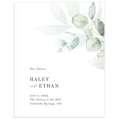 Romantic Greenery Wedding Guest Book Tide Pool