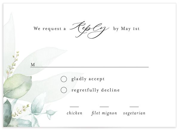 Romantic Greenery Wedding Response Cards front