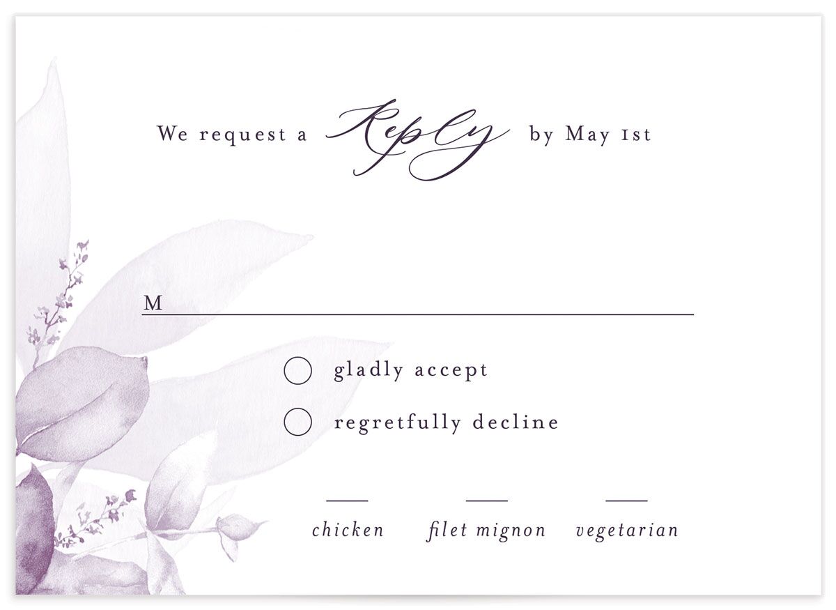 Romantic Greenery Wedding Response Cards front