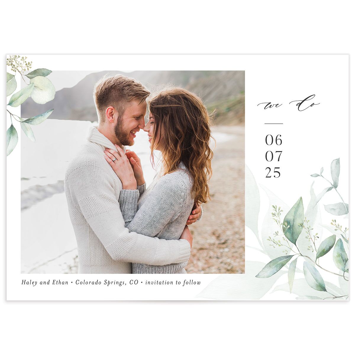 Romantic Greenery Save The Date Cards