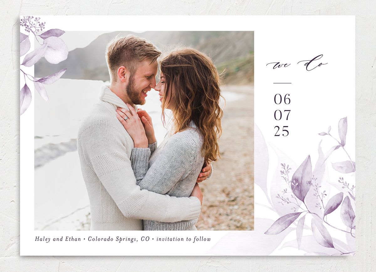 Romantic Greenery Save The Date Cards front
