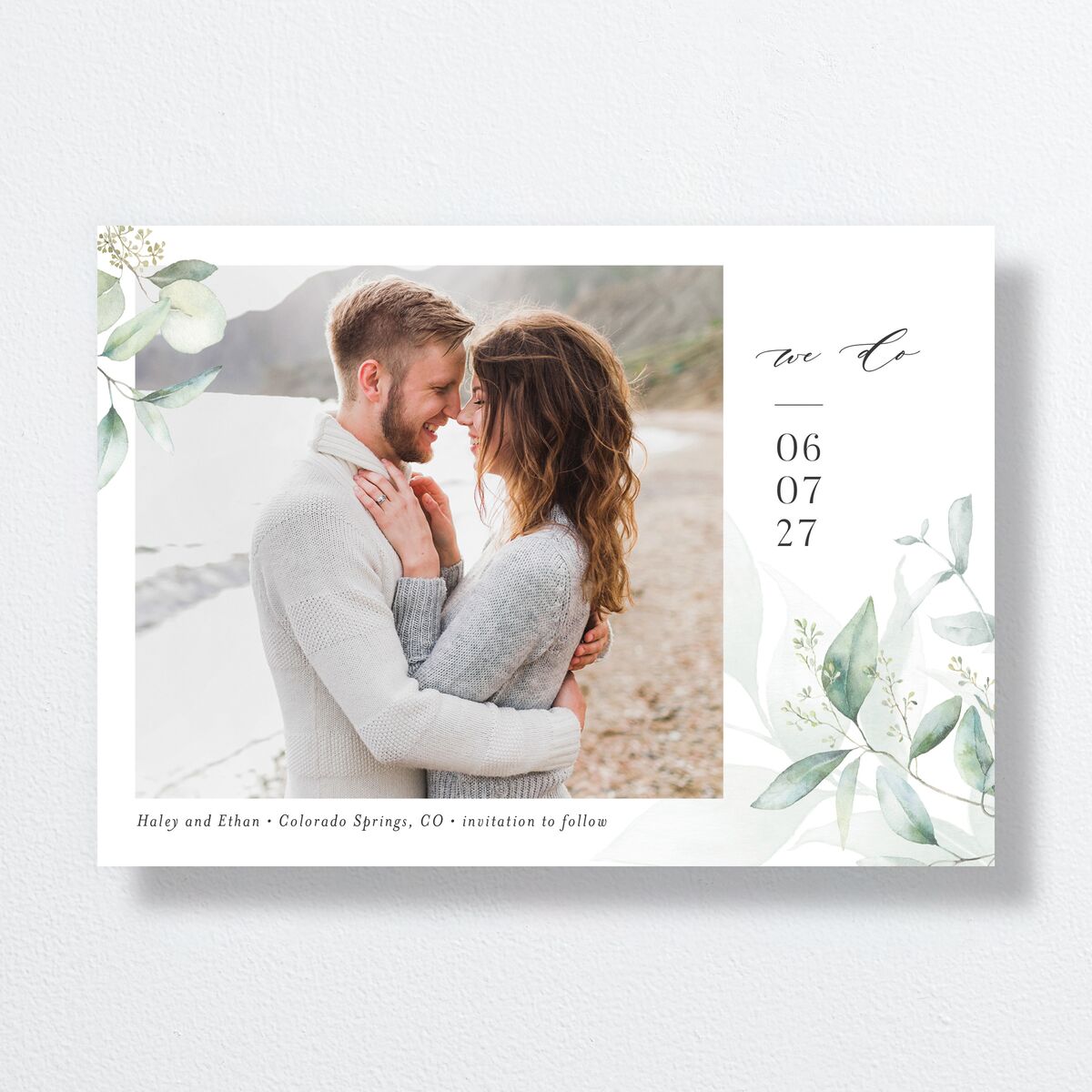 Romantic Greenery Save The Date Cards Tide Pool Signature smooth No Standard