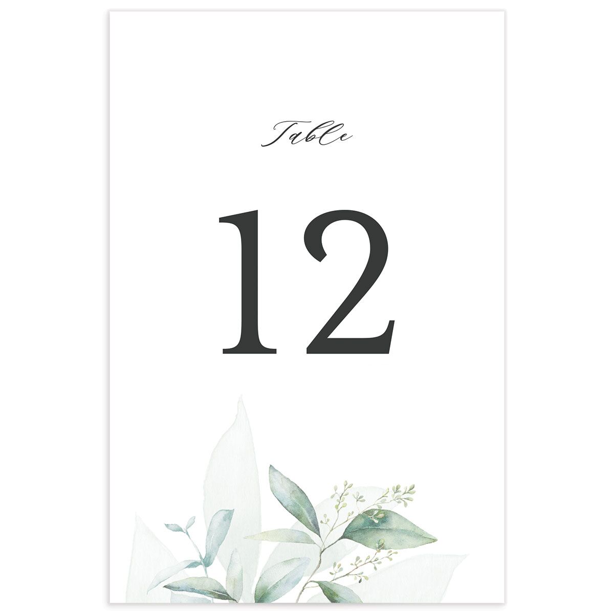 Romantic Greenery Table Numbers front