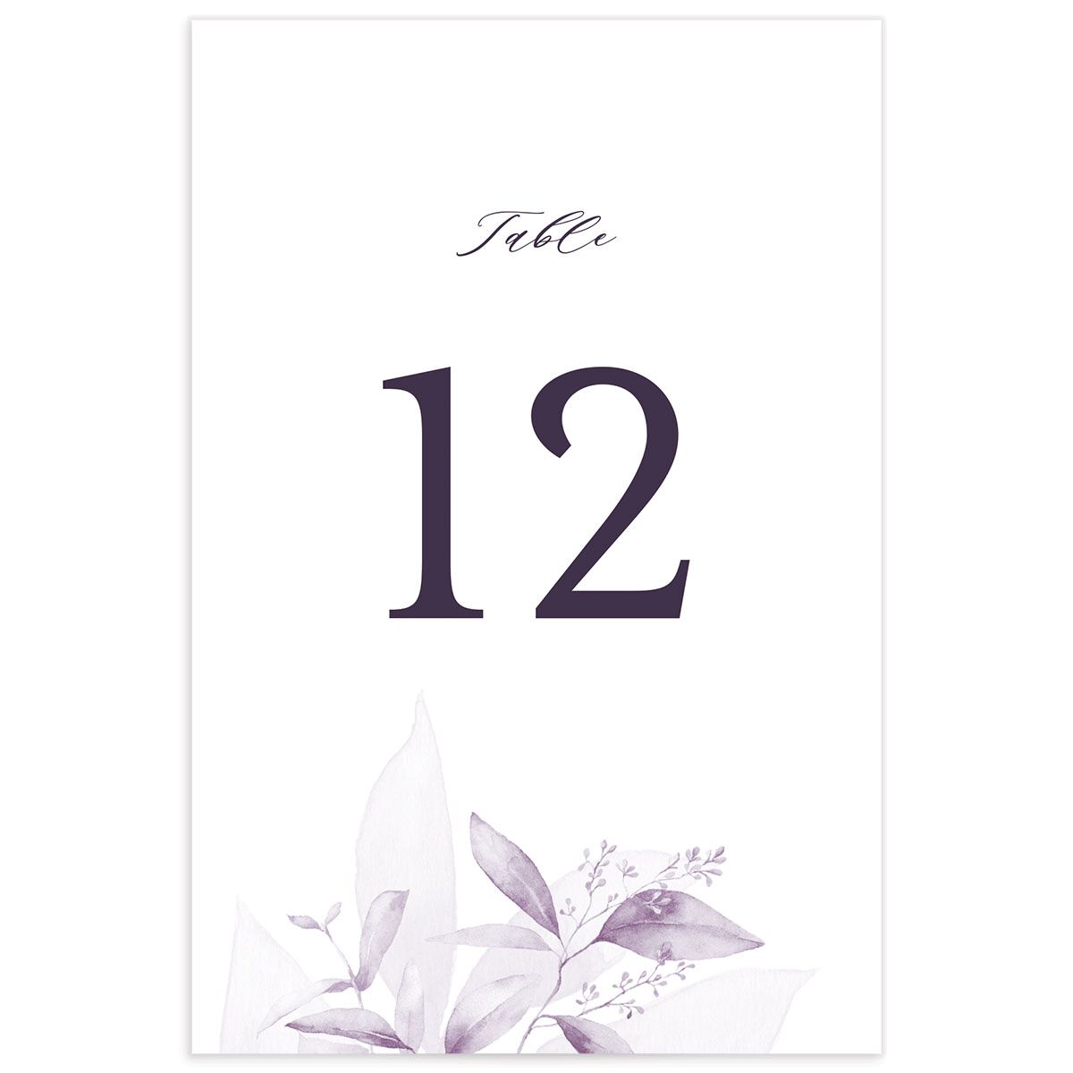 Romantic Greenery Table Numbers back in lavender