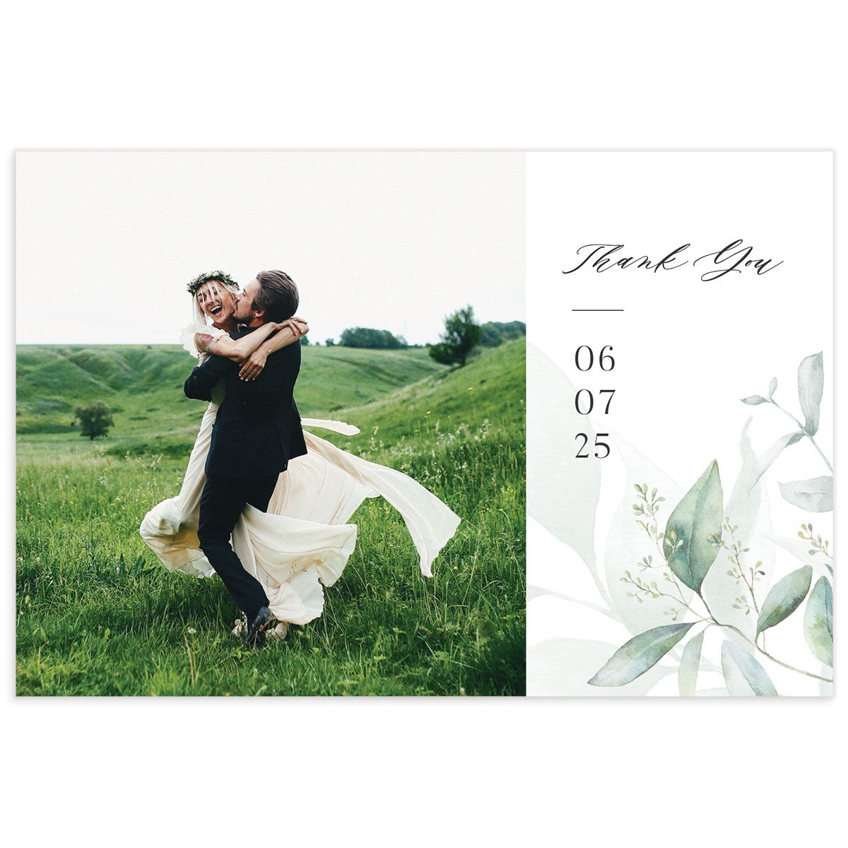 Romantic Greenery Thank You Postcards