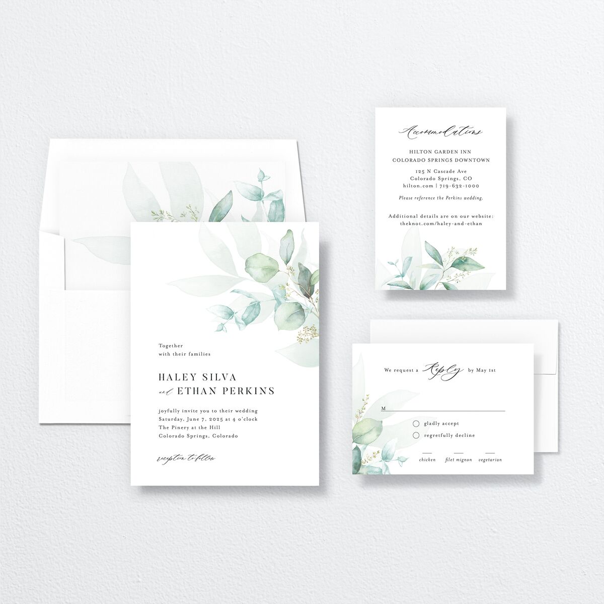 Romantic Greenery Wedding Invitations suite