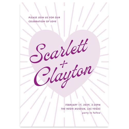 Modern Retro Hearts Wedding Invitations Lavender Signature Blank No Standard