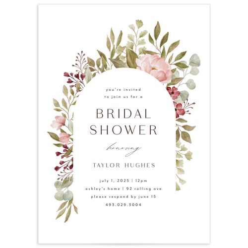 Lush Arch Bridal Shower Invitations - Pink