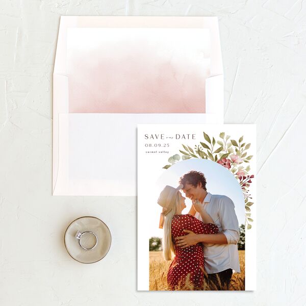 Lush Arch Save The Date Cards Pink Cotton Signature smooth No