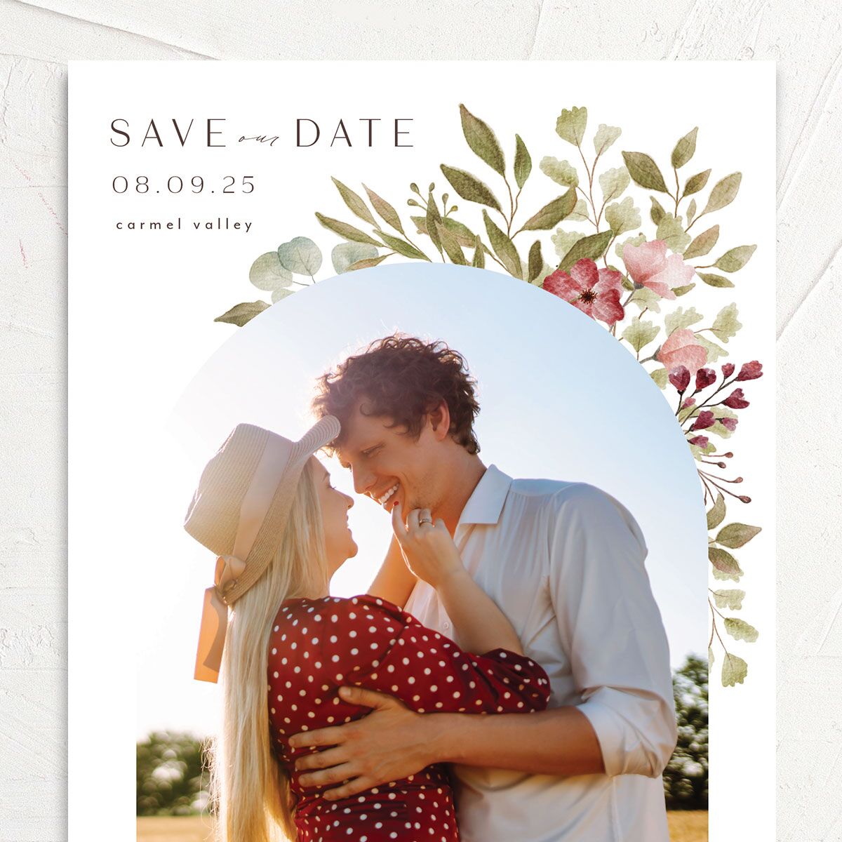 Lush Arch Save The Date Cards Pink Cotton Signature smooth No
