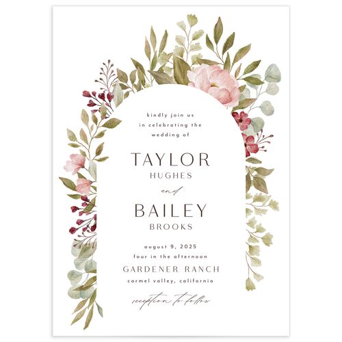 Lush Arch Wedding Invitations Pink Cotton Signature No