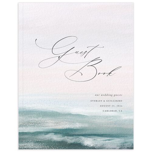 Abstract Beach Wedding Guest Book Regency Blue
