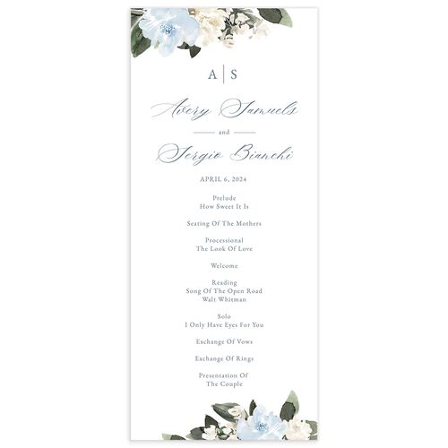Charming Florals Wedding Programs - Blue