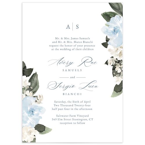 Charming Florals Wedding Invitations - Blue