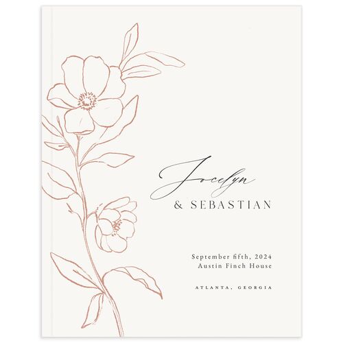 Floral Sketch Wedding Guest Book Off-White