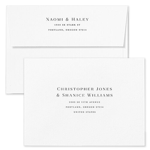 Elegant Monogram Save The Date Card Envelopes Kraft Pure White Both Recipient and Return Addresses Signature Standard