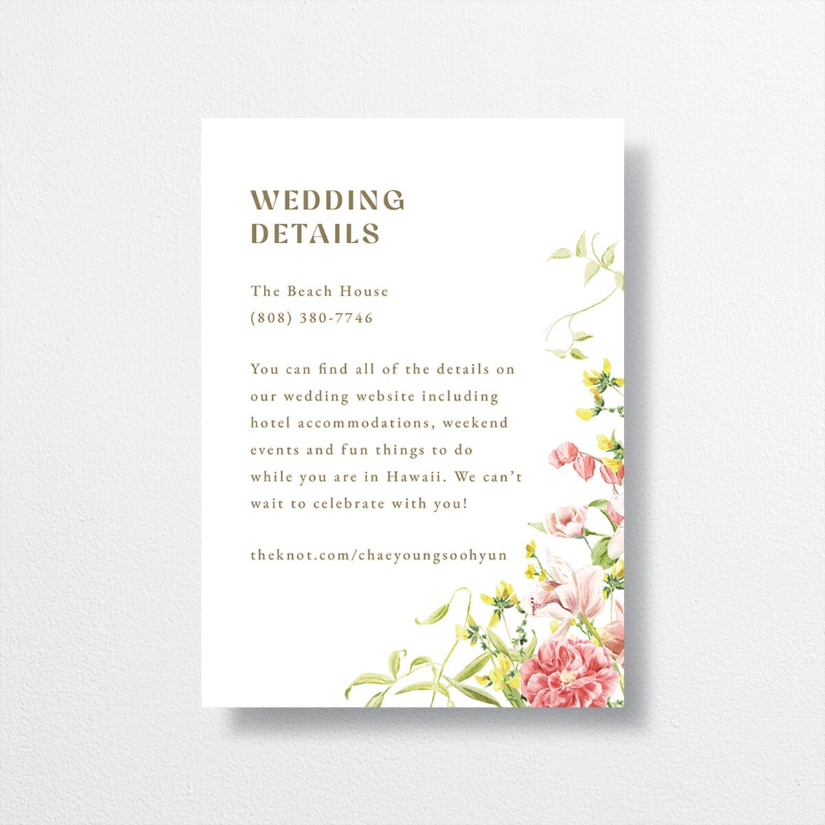 Bom Bloom Wedding Enclosure Cards front