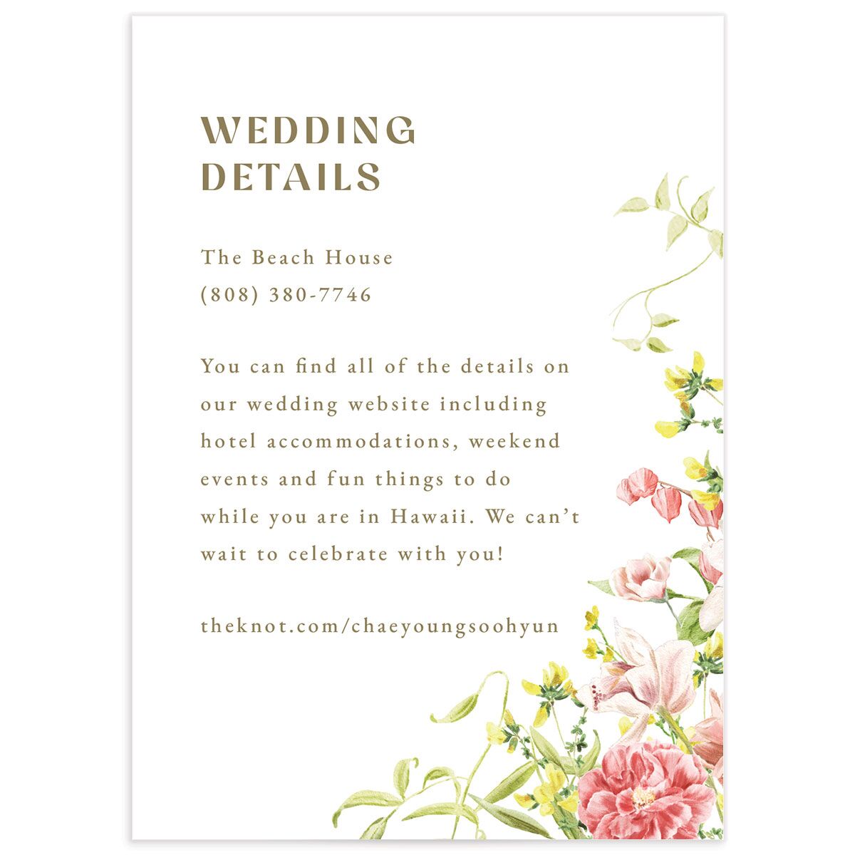 Bom Bloom Wedding Enclosure Cards
