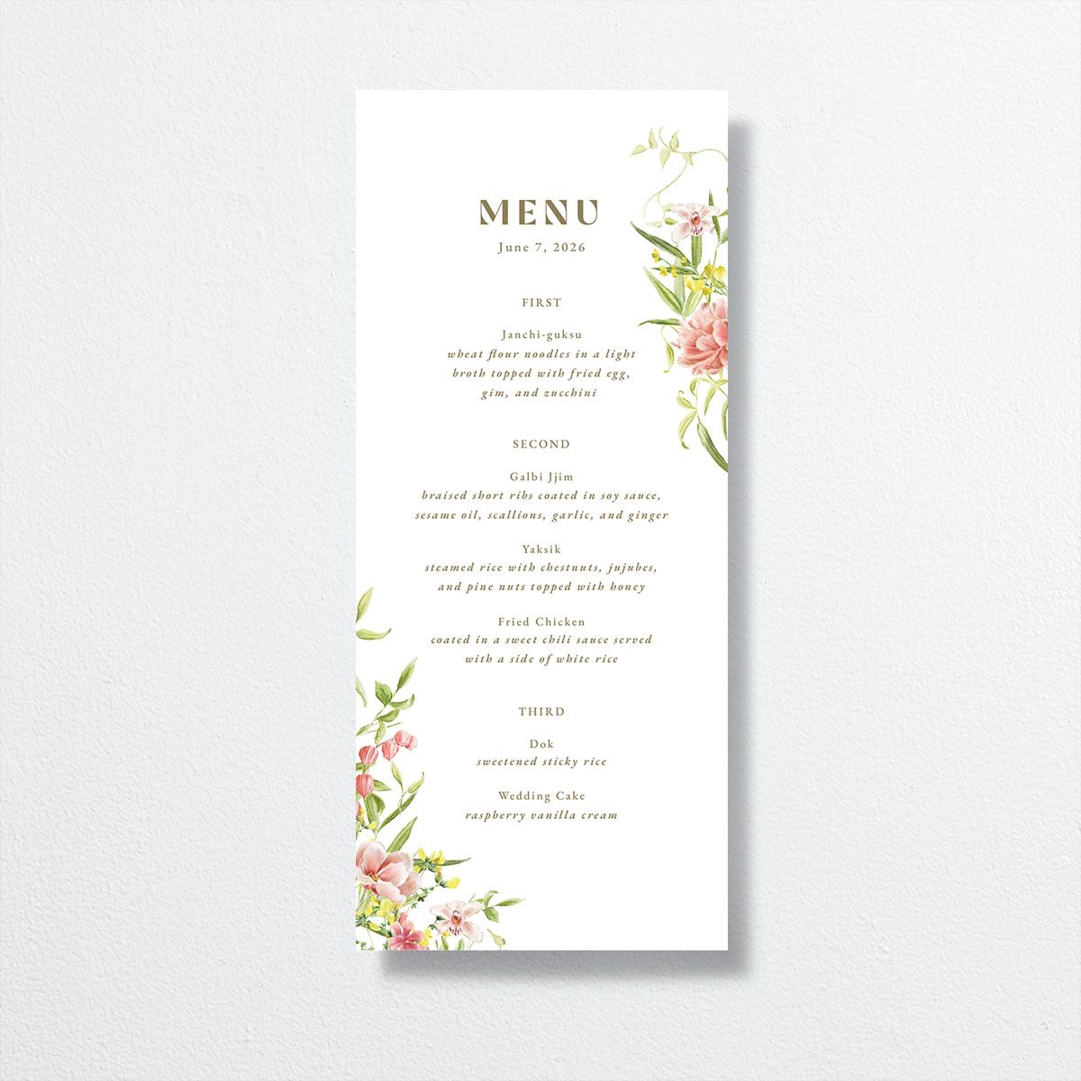 Bom Bloom Menus front in pink