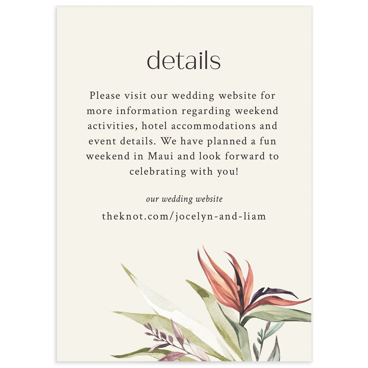 Tropical Flora Wedding Enclosure Cards