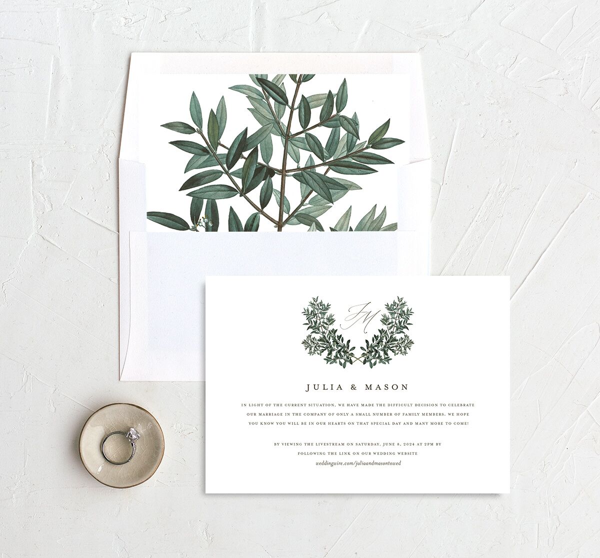 Ornate Leaves Change the Date Cards Pure White Signature