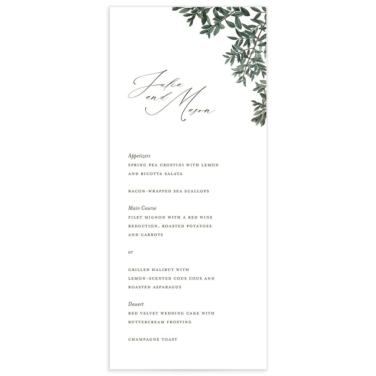 Ornate Leaves Menus